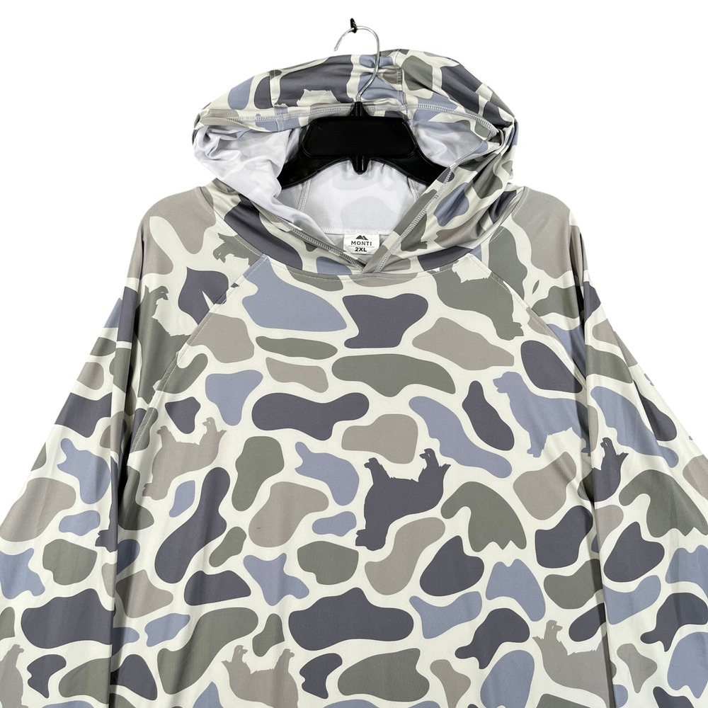 Monti Brand Sun Hoodie Mens 2XL Camo Golden Retriever Print Performance Fishing